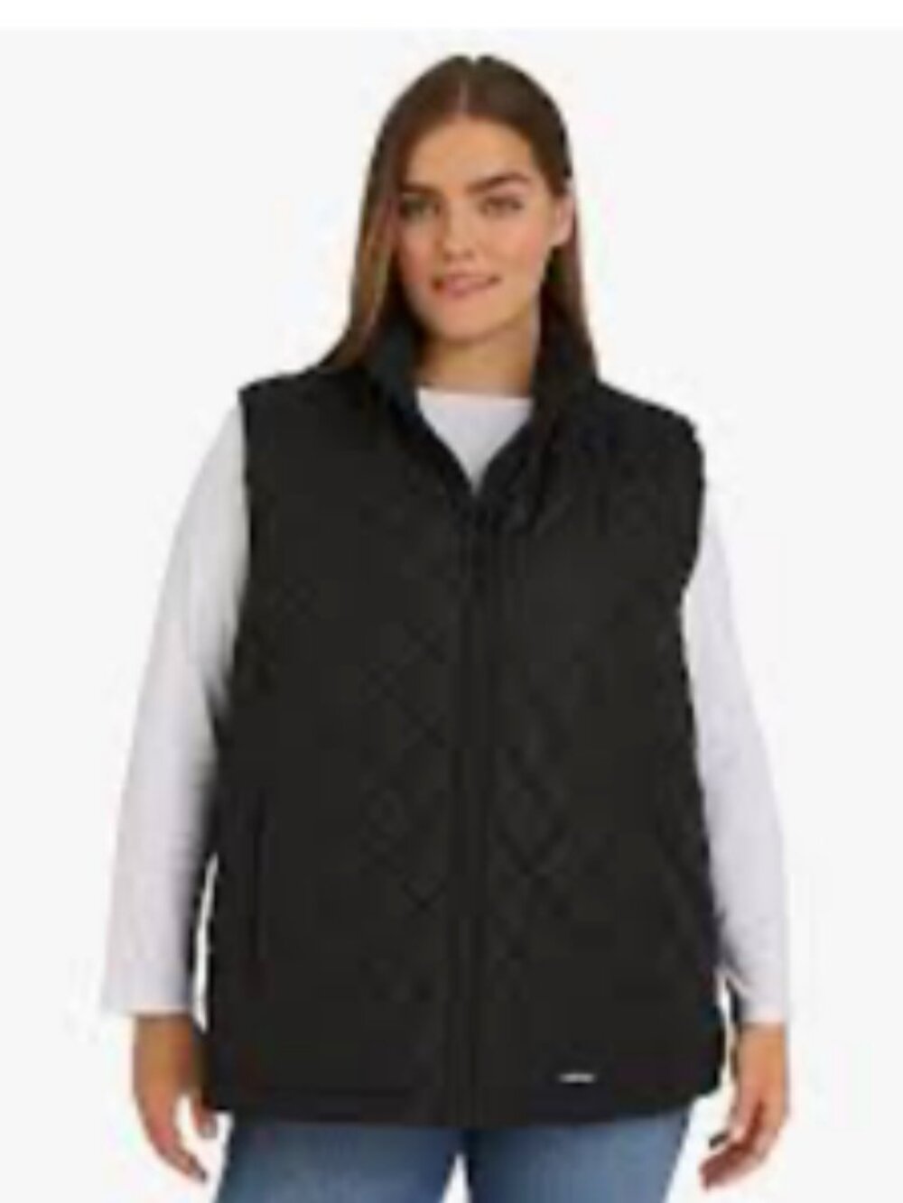 Land's End Featherfree Quilted Plus Size Puffer Vest Black 3X 24W-26W